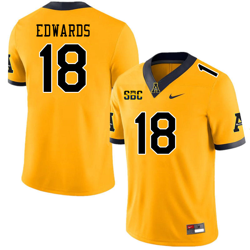 Men #18 James Edwards Appalachian State Mountaineers College Football Jerseys Stitched Sale-Gold